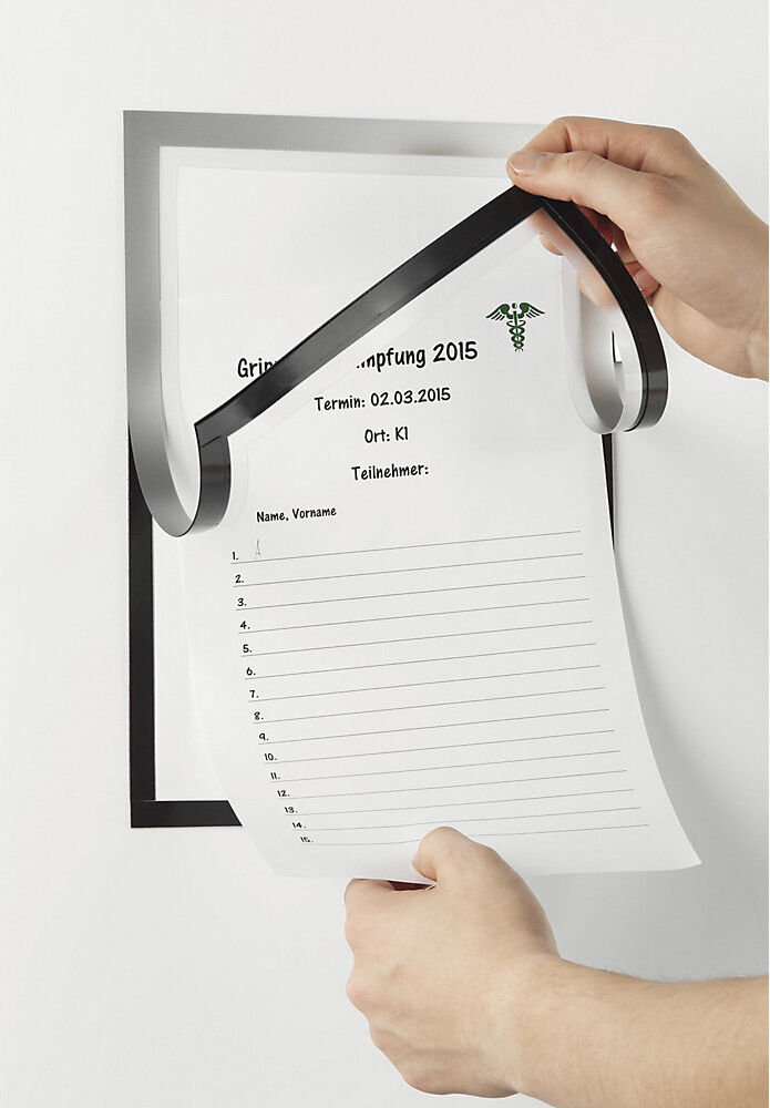 DURAFRAME® Info-Rahmen NOTE A4, für direktes Beschriften, selbstklebend, VE 5 Stk, silber DURABLE