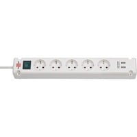Bremounta Steckdosenleiste 5-fach weiß, 3 Meter Kabel, 2x USB-A