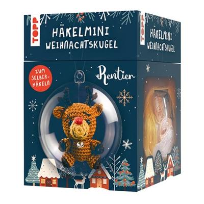 Häkelmini-Weihnachtskugel Häkelset Rentier