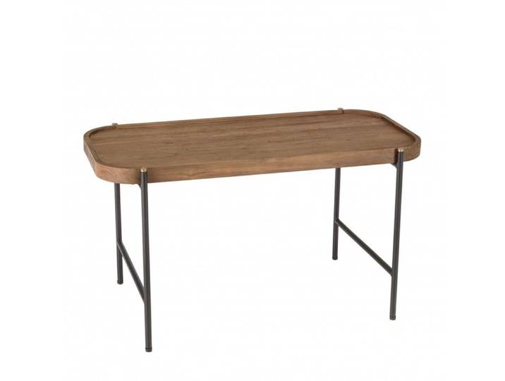 MACABANE SIXTINE - Table basse ovale 85x43cm plateau en bois de teck recyclé
