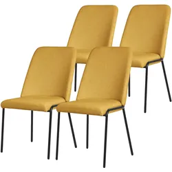 ESSZIMMERSTUHL 4er Set Senf mit Stoffbezug