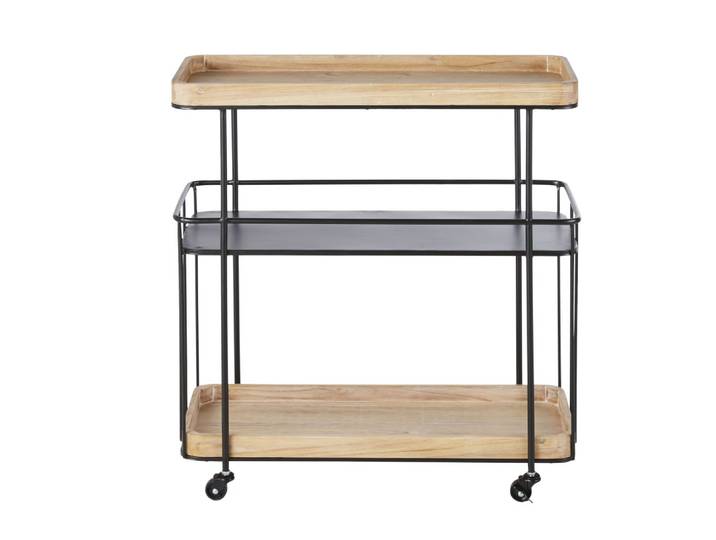Serviertisch mit Rollen, braun und schwarz