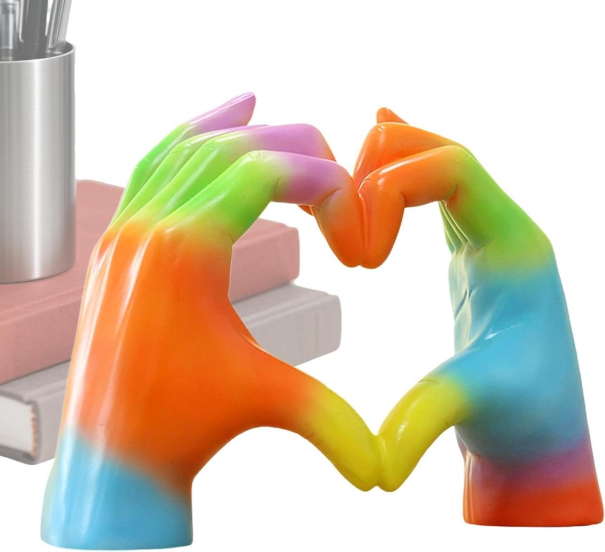 Liefde Gebaar Beeldje Hand Sculptuur Decoratie Regenboog Gradiënt Multicolor Hoogte: 115 cm