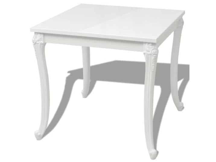 Esstisch 80x80x76 cm Hochglanz-Weiß MDF Plastikbeine Hochglanz-Oberfläche,lichtreflektierend,weißes Design,MDF-Tischplatte,leichte Plastikbeine,feuchtes Tuch zur