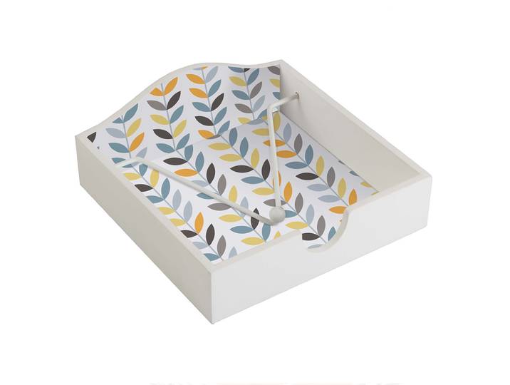 Serviettenhalter aus Holz, Serviettenspender mit Pflanzenmuster, 18 x 18 x 7 cm