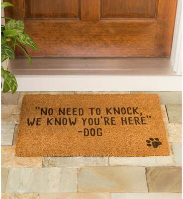 Evergreen "Don't Knock, The Dogs Know You Are Here"" Coir Door Mat"