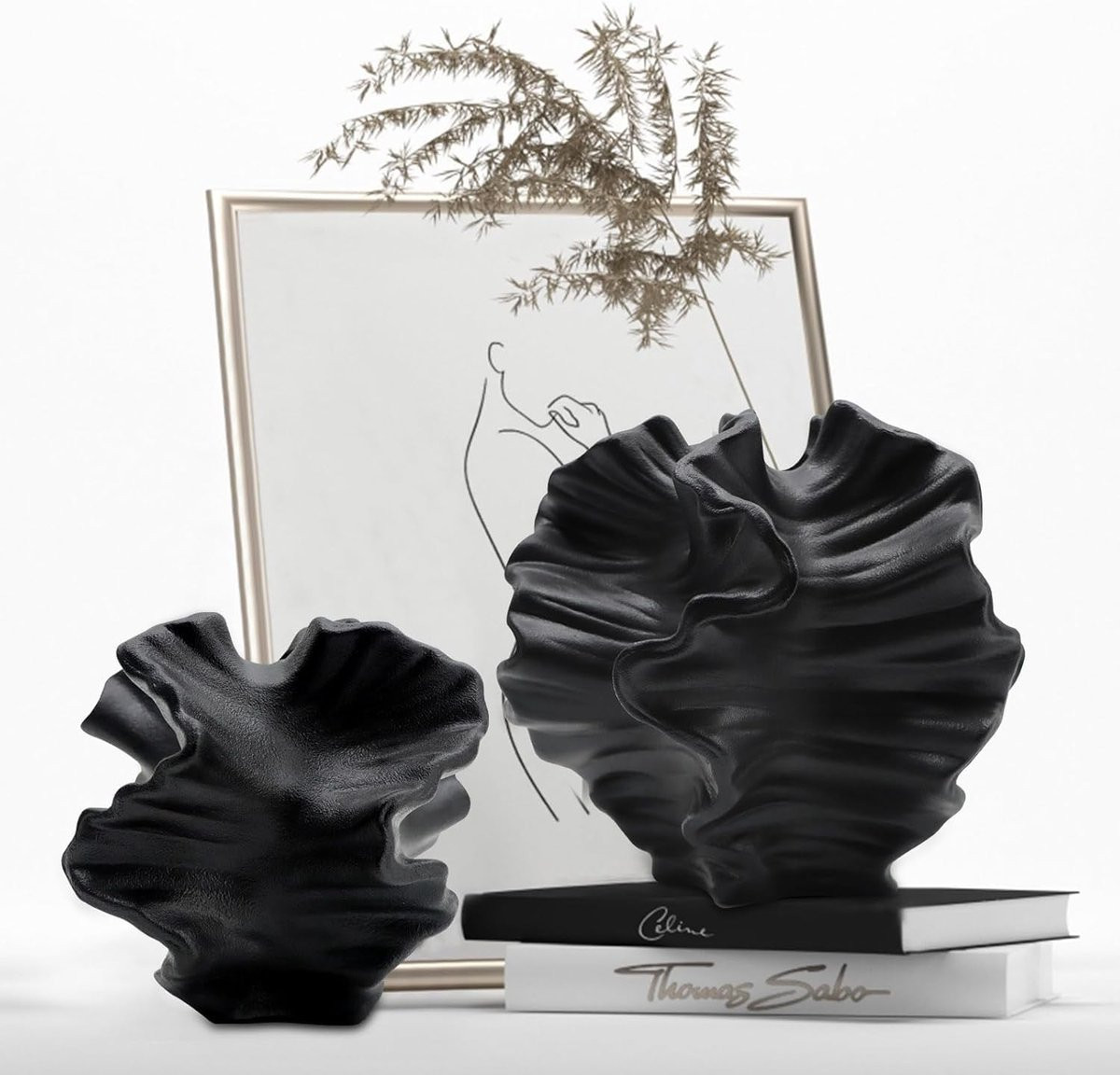 Dailygoods - Keramische Vaas Set Zwart voor Scandinavische Decoratie