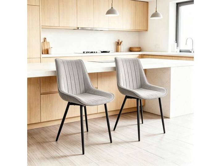 Chleby Lot de 2 Chaise Salle à Manger Chaises Tissu Technique Design Scandinave Moderne 50x39x85cm Pieds Métal Noir Pour Cuisine