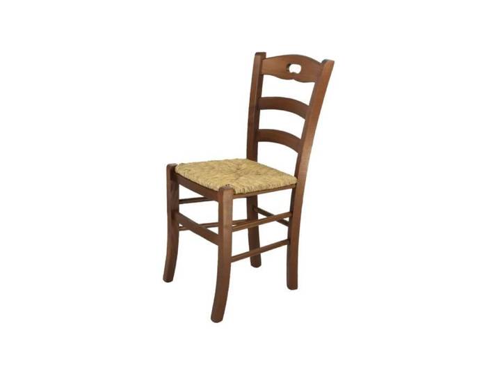Tommychairs - Chaise cuisine SAVOIE robuste structure en bois de hêtre peindré en couleur noyer et assise en paille