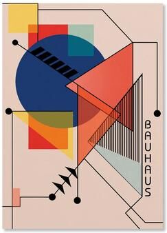Inspire Essentials Abstract Bauhaus Orange Geometric Wall Art Canvas Prints 8 7.87 11.81 In