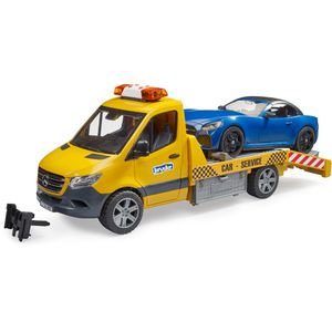 bruder 02675 MB Sprinter Autotransporter, mit Roadster, Licht und Sound, Maßstab 1:16