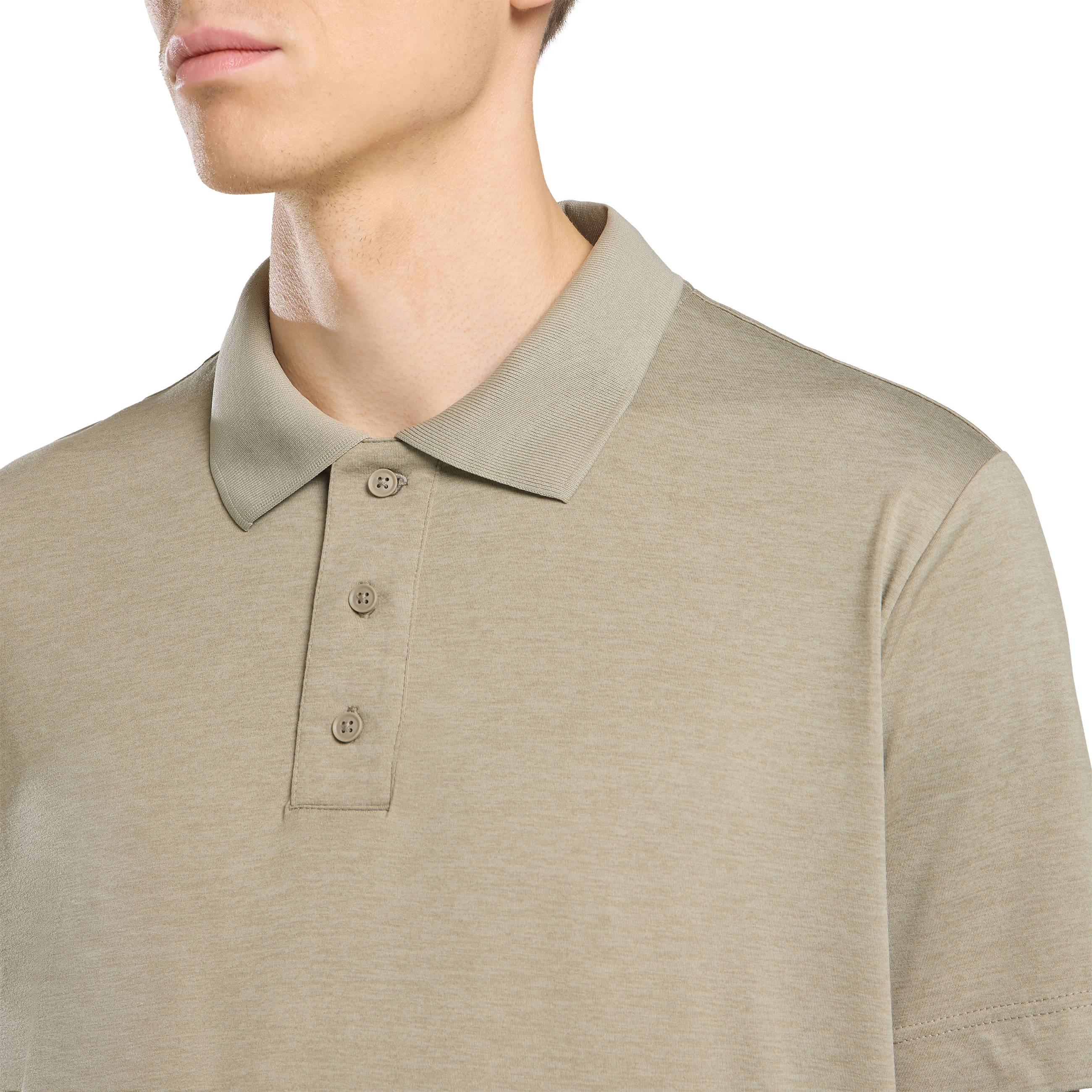 Poloshirt JACK WOLFSKIN "TRAVEL POLO M", Herren, Gr. M (50), beige (stone, heather), Obermaterial: 95% Polyester, 5% sonstige Fasern, Shirts Poloshirt stone, heather M (50)