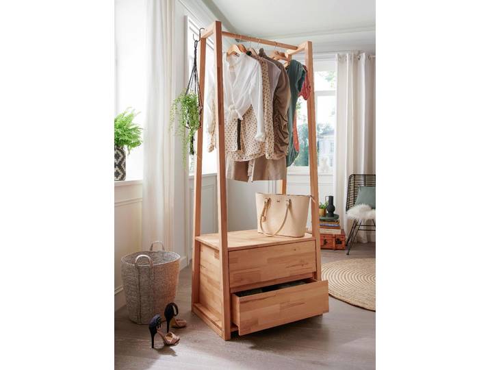 TPT Möbel BERN Garderobe Kernbuche massiv inkl. 2 Schubladen
