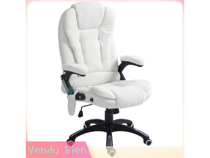 LIA Fauteuil de bureau massant et chauffant hauteur réglable dossier inclinable et télécommande filaire pivotant à 360°
