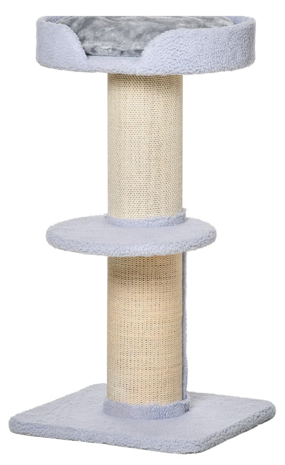 PawHut kattenboom met krabpaal en platform, sisal en pluche, lichtblauw