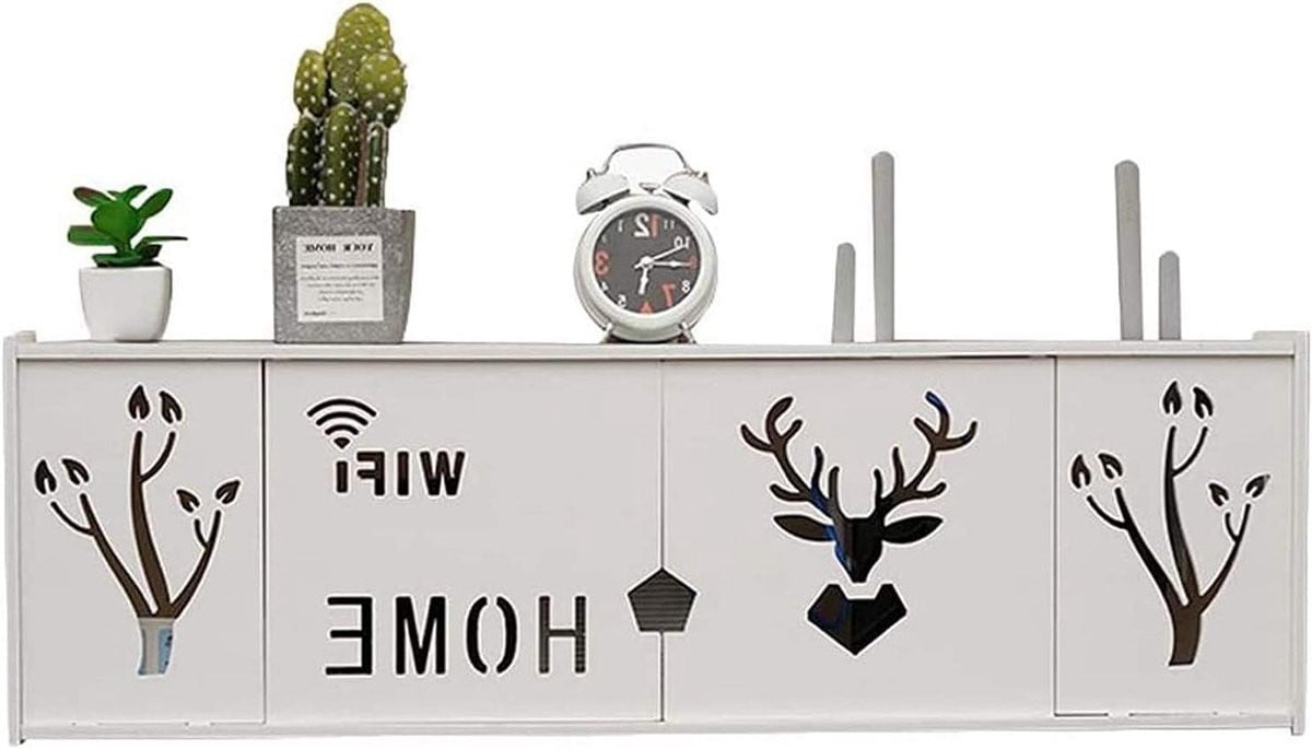 Router Opbergdoos Wit - Wifi Wandplank voor Wandmontage - 76 cm Lengte