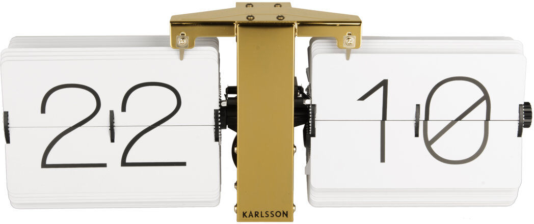 Karlsson Metal Wall Clock White/Brass 14cm H x 36cm W x 8.5cm D