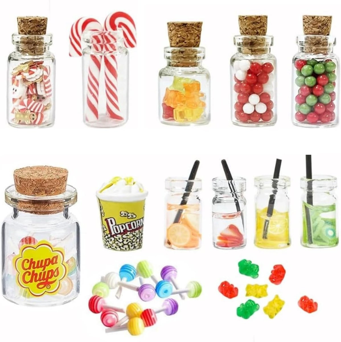 ShopVlot 15 stuks Miniature Food en Drink Accessoires voor Kerstmis en Decoratie van Gnomes en Keukenspeelgoed