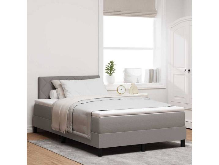 vidaXL Boxspringbett, Boxspringbett mit Matratze Taupe 120 x 200 cm Stoff
