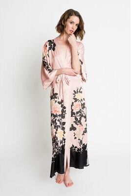 KIM + ONO Blush Rose Kimono Robe - Long   KIM+ONO - pink / one size