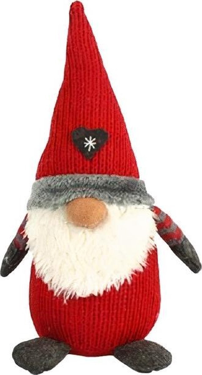 Kerstfiguur Kabouter Paulus, Rood, Textiel, Hoogte: 26 cm