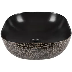 Differnz, Babybadewanne, Differnez Safari Wash Bowl 41.5x41.5x14cm Keramik Schlange Schwarz/Gold