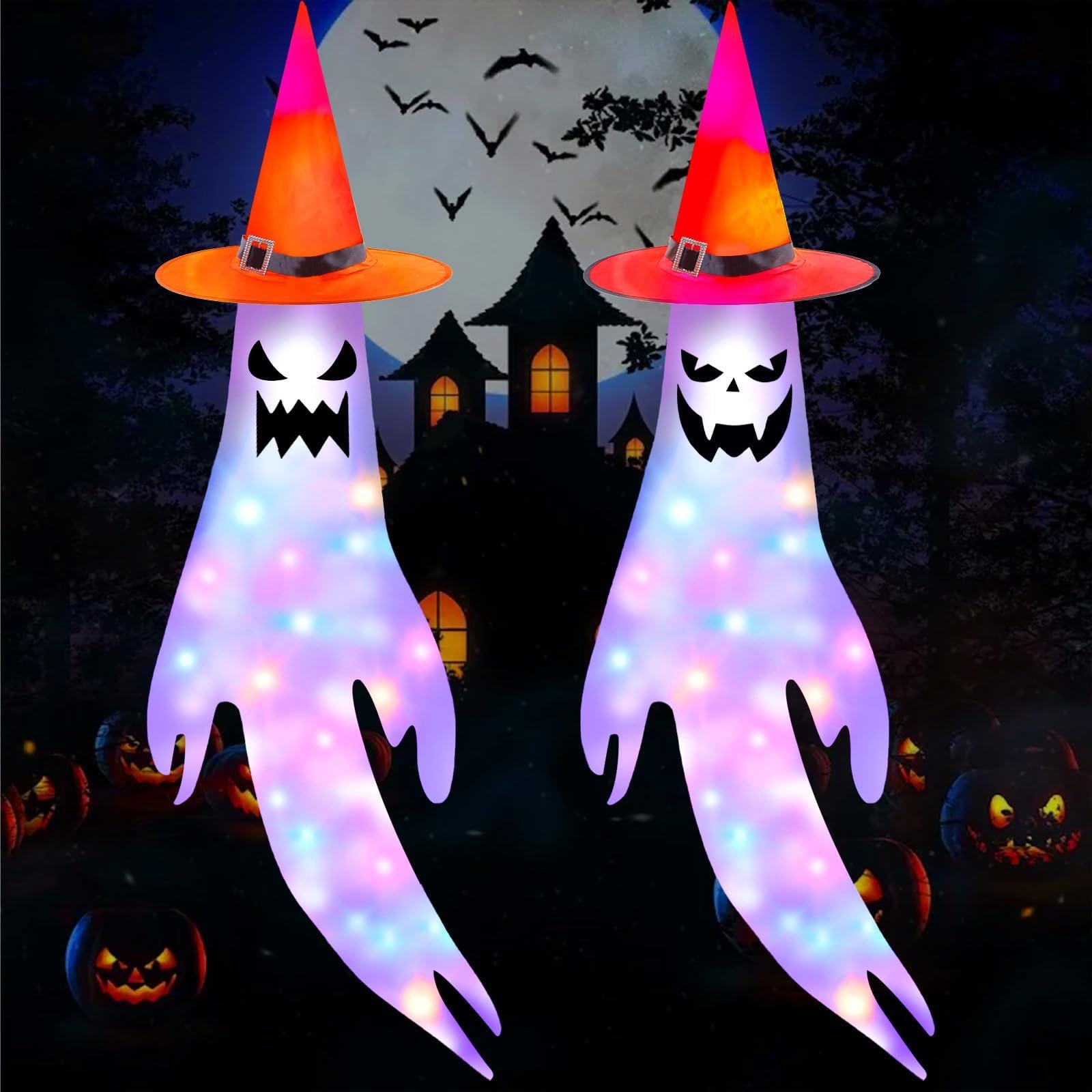 Dripio Halloween Geestwindvlaggen met LED-verlichting, 2 stuks, 200 cm