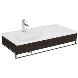 VitrA Equal Möbelwaschtisch-Set 64089 102,5x52cm, mit Möbelwaschtisch asymmetrisch, weiß VC, mit Holzblende ulme