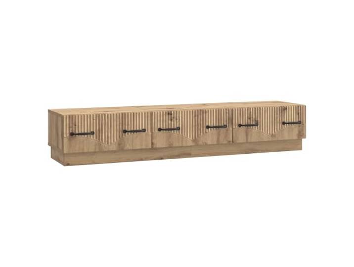 KTHLBRH TV-Schrank 147 x 34,5 x 27 cm, Eiche handgefertigt, mit 3 Technisches Holz, handwerkliches Eichen-Finish, 3 Schubladen, offene Fächer, Kabelführung, max. Belastung 60 kg, Stil: