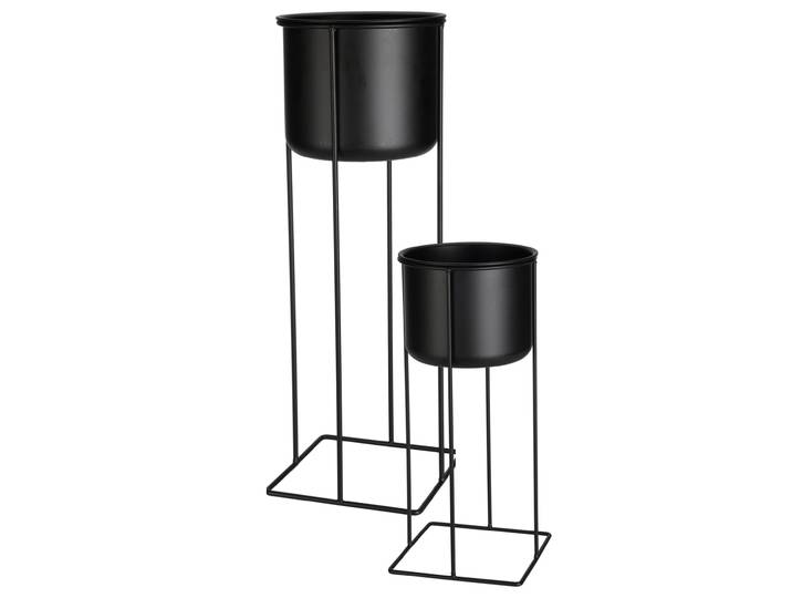 Blumentopfständer aus Metall, 2er-Set, schwarz, Pflanzenständer