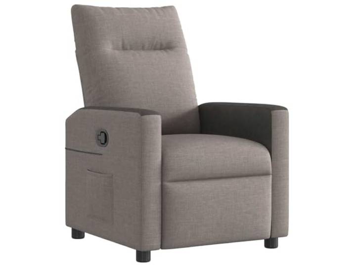 Tmriohed Relaxsessel Stoff Verstellbar TV Sessel Liegefunktion Taupe Ergonomischer Ruhesessel mit manueller Liegefunktion bis 135 Grad und praktischer Seitentasche fuer das Wohnzimmer.