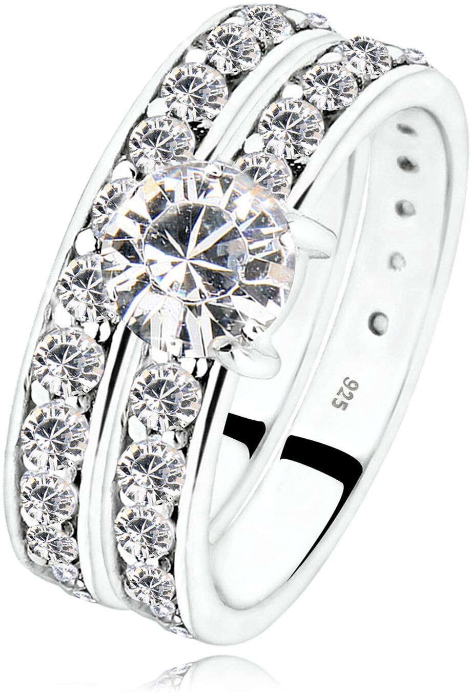 Ring-Set ELLI "Ring Set Stapelring Kristalle 925 Silber" Gr. 56, weiß, Fingerringe, Damen, 56, Silber 925 (Sterlingsilber), Ring-Set