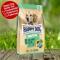 Happy Dog Premium NaturCroq Balance Starter-Set inkl. Futtertonne und Futternapf