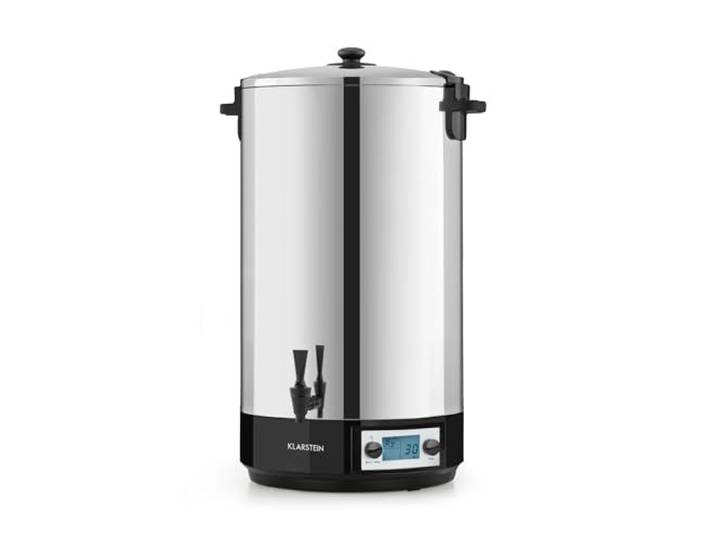 Klarstein KonfiStar 60 Digital Einkochautomat Einkochtopf Einkocher Heißgetränkespender,60 Liter, 2500 Watt, 30-100 °C, Timer, Warmhalte-Funktion,Deckel mit Verschluss, Edelstahl poliert