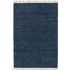 benuta Basic Kurzflor Teppich aus recyceltem Material Tom Dunkelblau 120x170 cm - Moderner Kurzflor-Teppich für Wohnzimmer