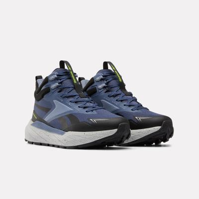 Walkingschuh REEBOK "REEBOK BASE TRAIL MID", Herren, Gr. 44, blau (legacy blau, hazy blau, digital lime), Synthetik, Textil, Schuhe Walkingschuh