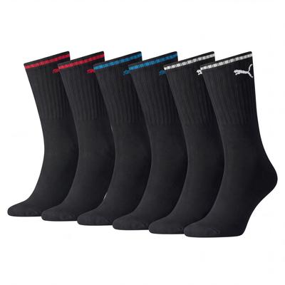 Socken PUMA "PUMA UNISEX STRIPED CREW SOCK 6P", Damen, Gr. 47-49, schwarz, Baumwollmischung, normal, Socken Socken, Komfort-Bund, Frottee-Polsterung, flache Zehennaht