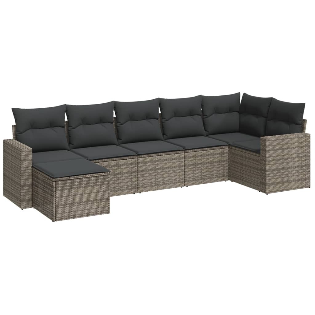Modulares Gartensofa-Set, 7-teilig, mit Stauraum, wasserabweisendem Beutel, PE-Rattan, pulverbeschichteter Stahl, UV-beständig, Grau, Dunkelgrau