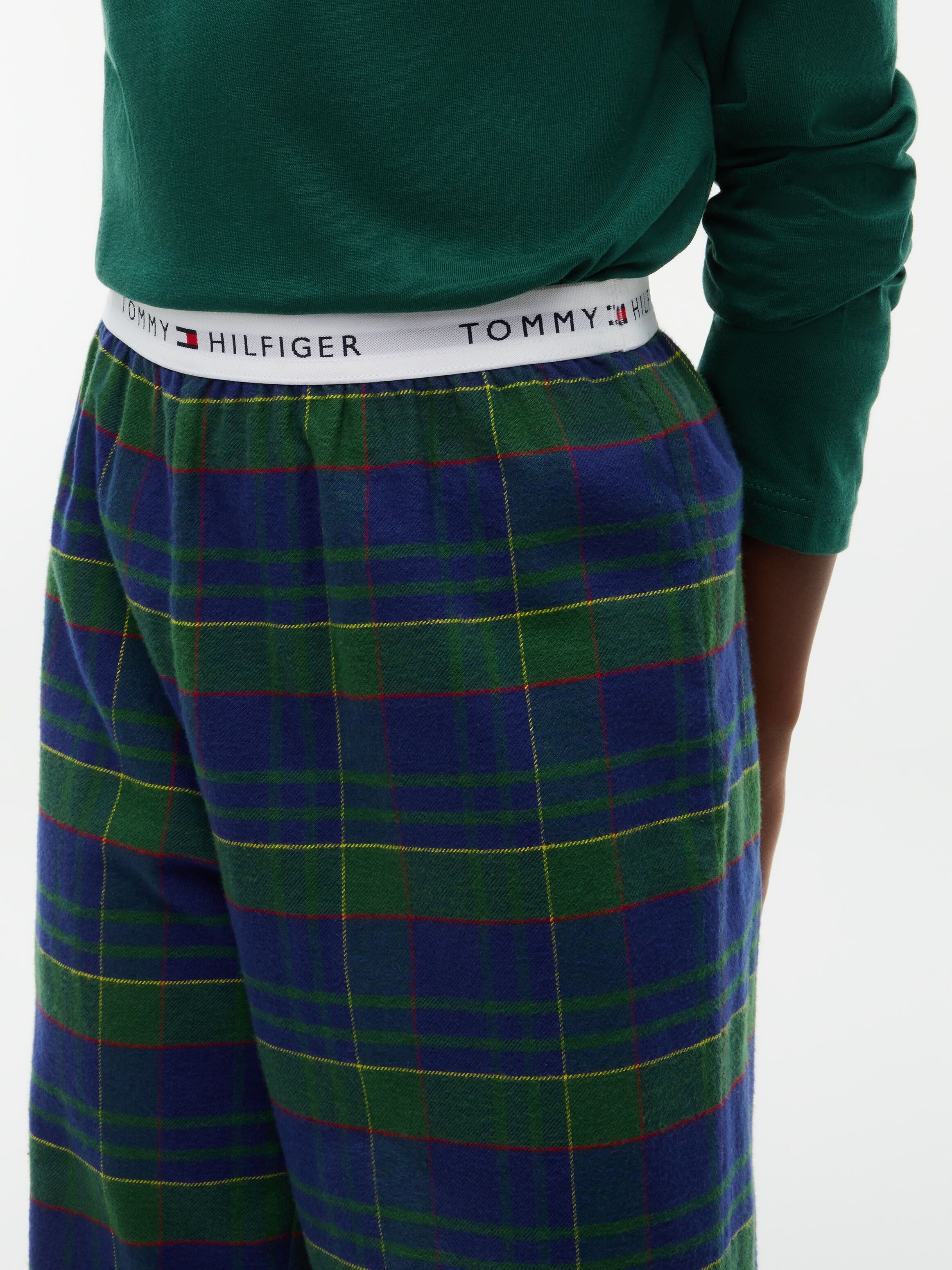 Pyjama "LONG PYJAMA SET", Jungen, Gr. 164/170, grün (orn grün, buffalo check evergrün), Jersey, Obermaterial: 100% Baumwolle, TOMMY HILFIGER UNDERWEAR, normal lang, Homewear-Sets Pyjama orn grün, buffalo check evergrün 164/170