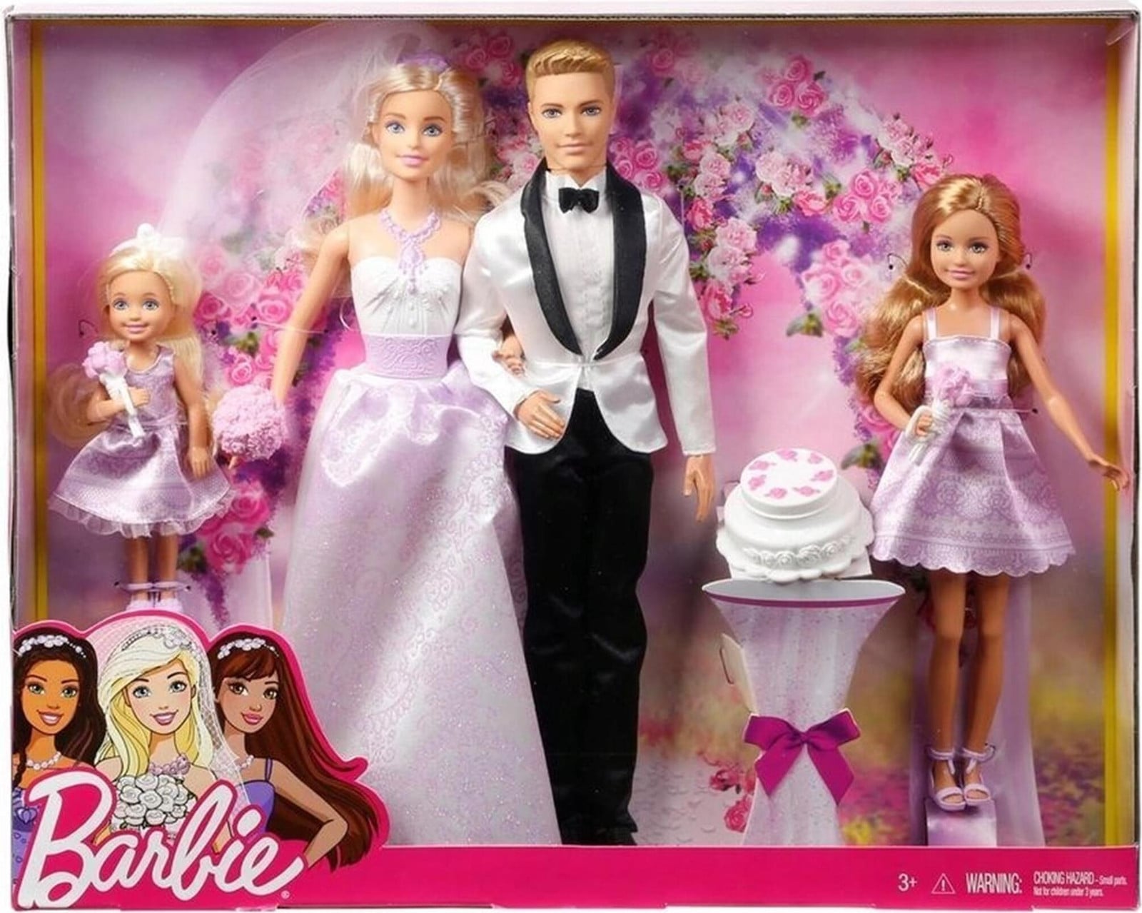 Barbie Romantische Bruiloft Set met 4 Poppen en 5 Accessoires
