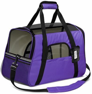 Pet Hub Soft Sided Pet Carrier For Cats And Dogs Purple Large