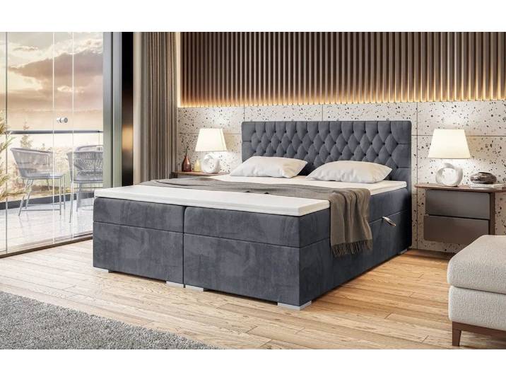 DB-Möbel Boxspringbett ROMA mit Bettkasten Gepolstert Doppelbett mit Topper.Polsterung samt.