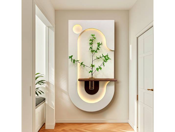 Vase moderne mur LED lampe stéréoscopique plante verte entrée décoration couloir couloir salon suspendu peinture murale lumière