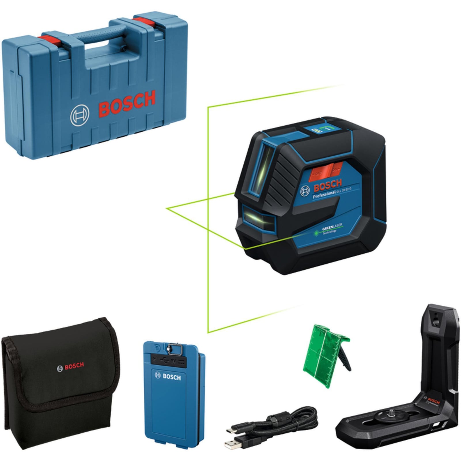 Bosch Professional GLL 20-22 G lijnlaser met BA 3.7V 3.0Ah accu in koffer