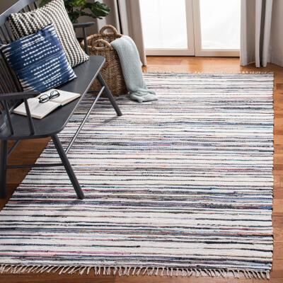 SAFAVIEH Handmade Rag Rug with Fringe Valborg Casual Stripe Cotton Rug with Fringe