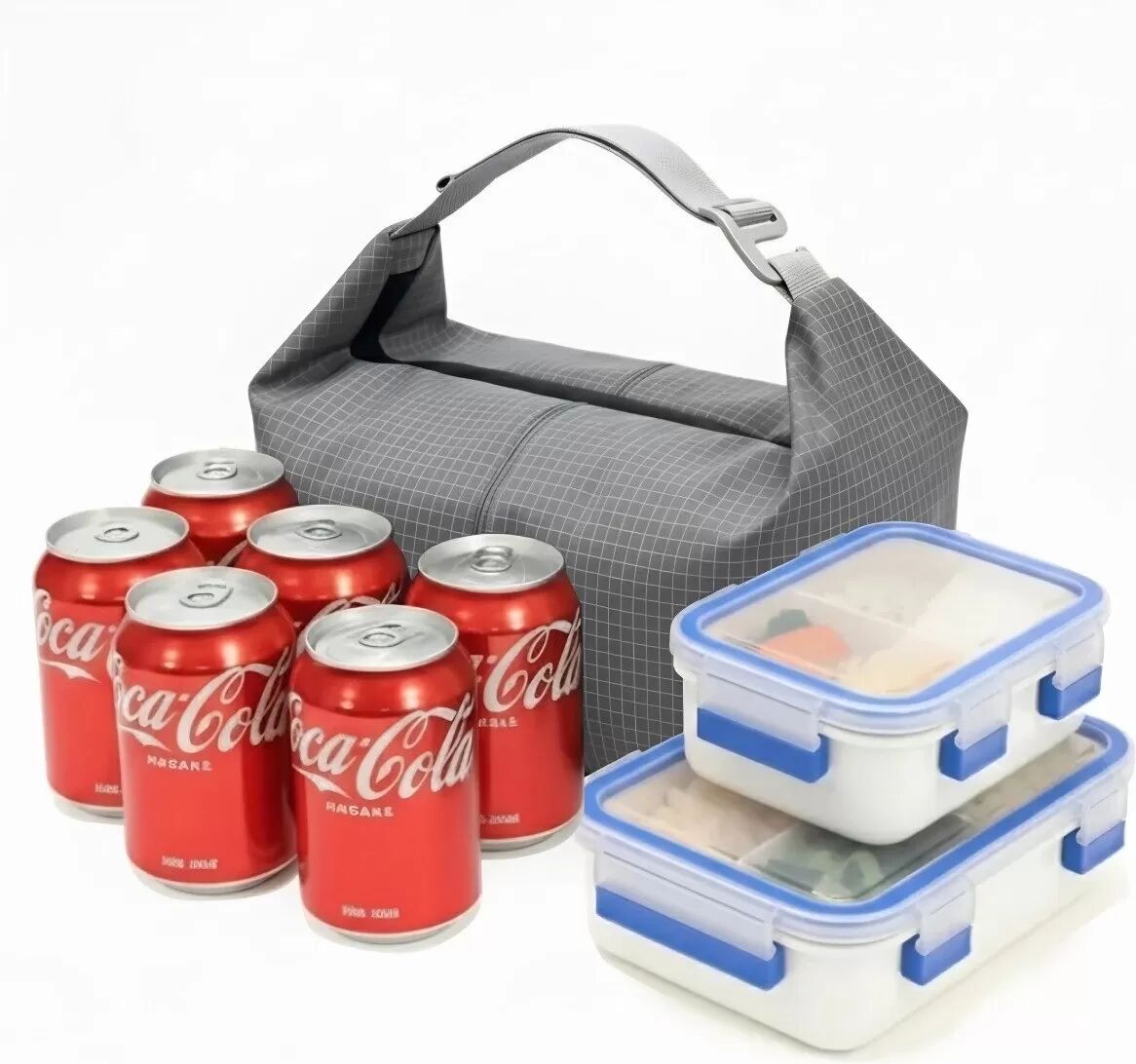 INF Faltbare isolierte Lunchtasche - Tragbare Kühlbox für Lunchbox & Getränke Grau