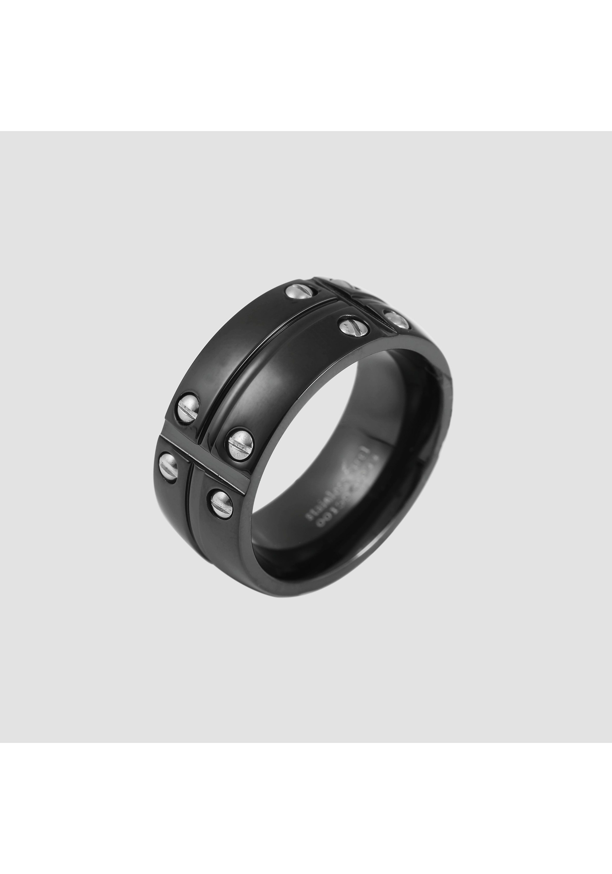Fingerring AKZENT "Mane, silberfarbig, langlebig" Gr. 60, schwarz, Fingerringe, Herren, 60, Edelstahl, Fingerring