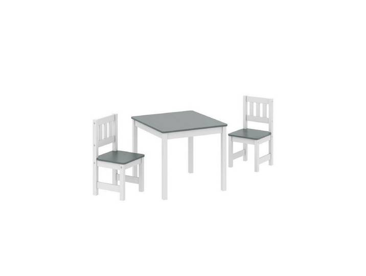 SIKAINI Kindersitzgruppe Kindersitzgruppe, 56x52x48 cm, in Grau, aus Holz, (Set, 1-tlg., Mehrteiliges Kindermoebel-Set), Tisch