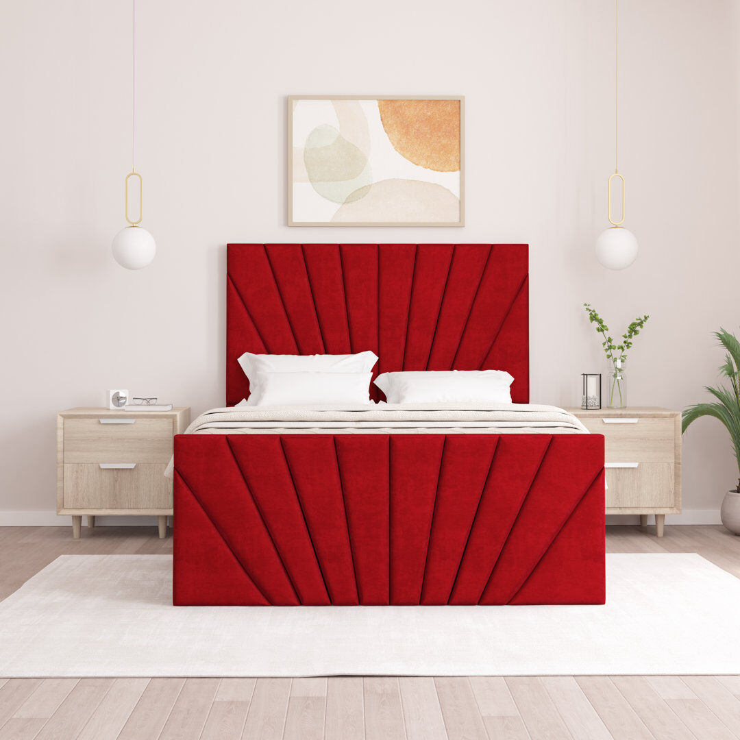 Brayden Studio Odolo Upholstered Ottoman Storage Bed Red Kingsize (5')