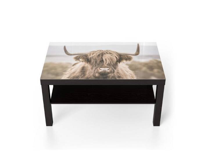 DEQORI Couchtisch 'Geheimnise des Hochlands', Glas Beistelltisch Glastisch modern
